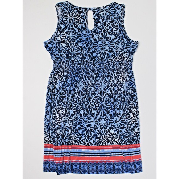 Soma Sleeveless Casual Smocked Mini Dress Blue Floral Hippie Boho Women Size XL - Picture 2 of 10
